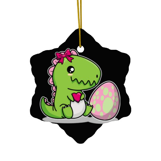 Big sister Cute dino with egg siblings boy girl Ceramic Ornaments
