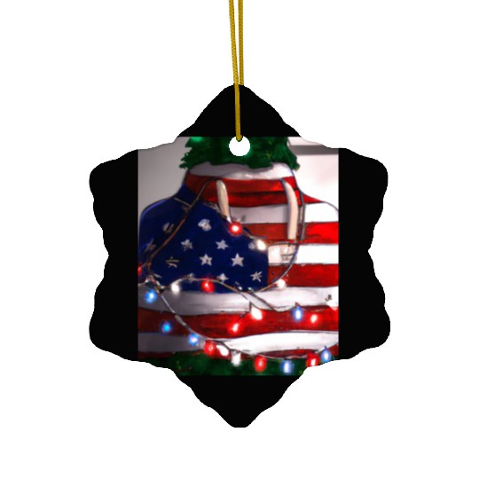 Patriotic Christmas Christmas Tree US Flag Ceramic Ornaments