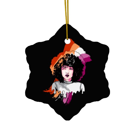 Afro Girl Gay Lesbian Flag Black History Melanin B Ceramic Ornaments