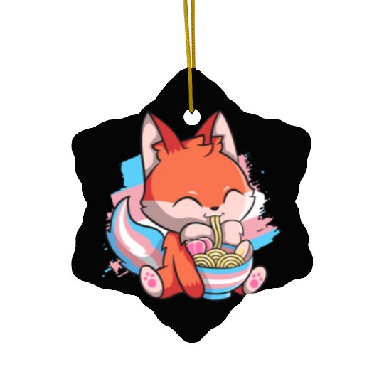 Transgender Pride Kawaii Fox Ramen Noodles Trans F Ceramic Ornaments