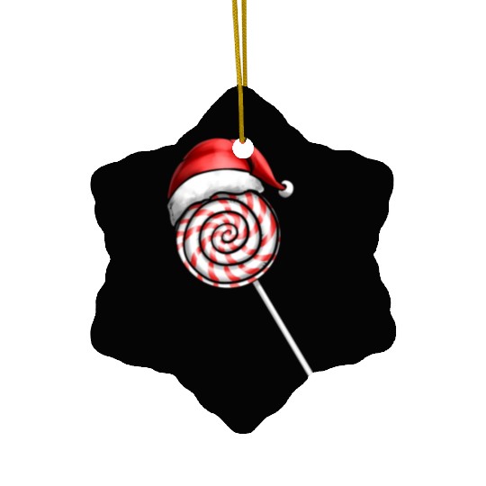 Candy Cane Lollipop Santas Hat Merry Christmas Ceramic Ornaments