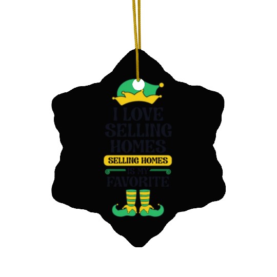 Real Estate Agent Christmas Elf Team I Love Ceramic Ornaments