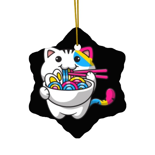 Pansexual Pride Kawaii Cat Ramen Noodles Pansexual Ceramic Ornaments