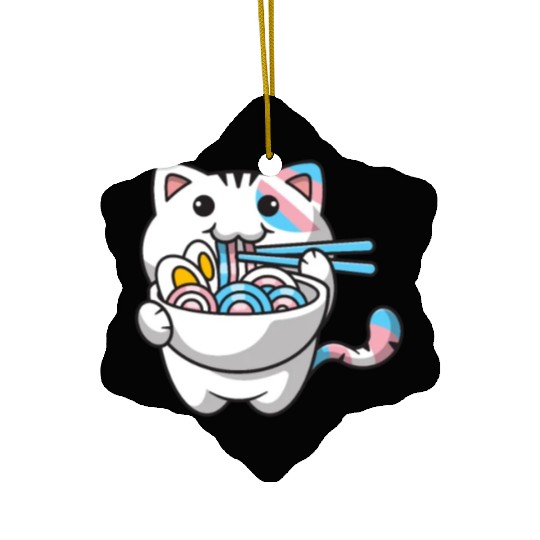 Transgender Pride Kawaii Cat Ramen Noodles Trans F Ceramic Ornaments
