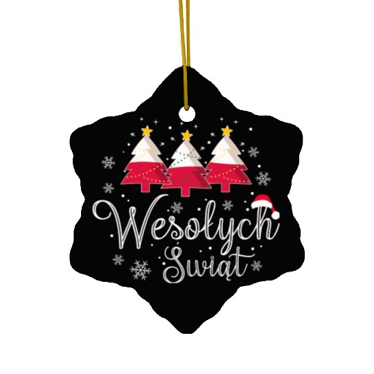 Wesolych Swiat Christmas Tree Polish Flag Poland Ceramic Ornaments