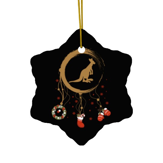 Winter dreamcatcher Christmas Kangaroo Ceramic Ornaments