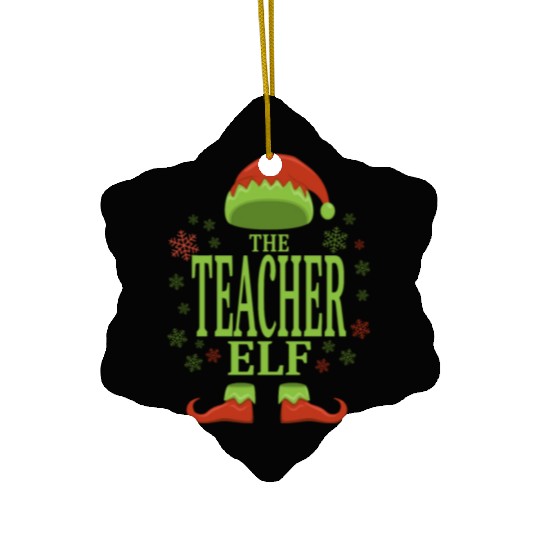 Teacher Christmas Elf Ceramic Ornaments