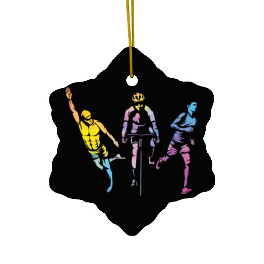 Watercolor Womens Triathlon Ceramic Ornaments