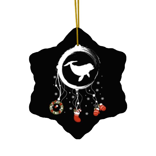 Winter dreamcatcher Christmas Dolphin Ceramic Ornaments
