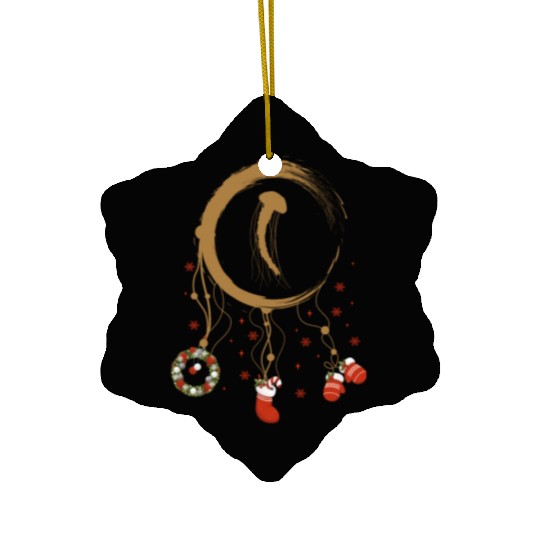 Winter dreamcatcher Christmas Jellyfish Ceramic Ornaments