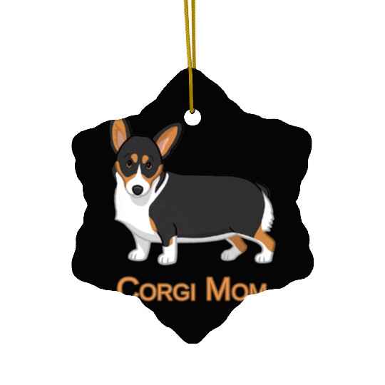 Black Tricolor Cute Pembroke Corgi Mom Dog Lover Ceramic Ornaments