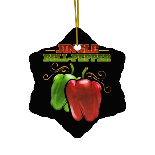 Red And Green Jingle Bell Pepper For Christmas Ceramic Ornaments