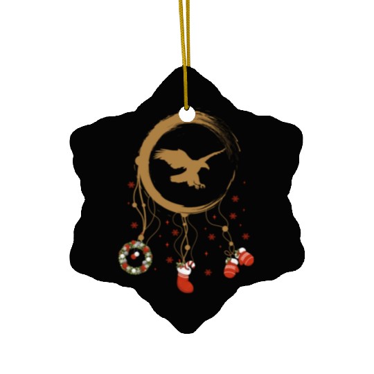 Winter dreamcatcher Christmas Eagle Ceramic Ornaments