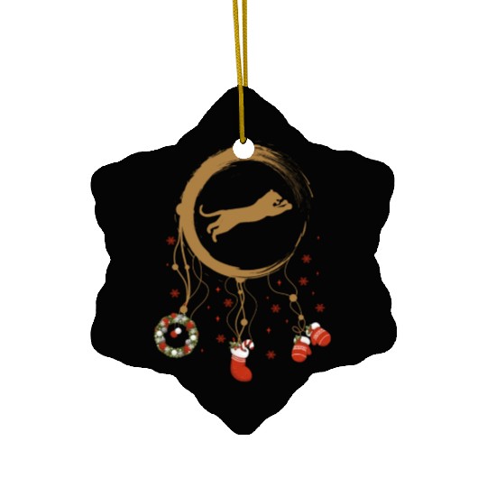Winter dreamcatcher Christmas Tiger Ceramic Ornaments