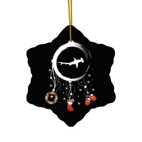Winter dreamcatcher Christmas Hammerhead shark Ceramic Ornaments