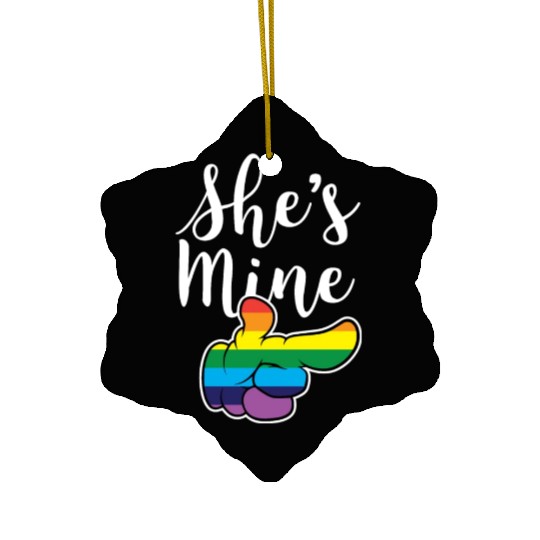 Matching Lesbian Couple She's Mine Part2 Ceramic Ornaments