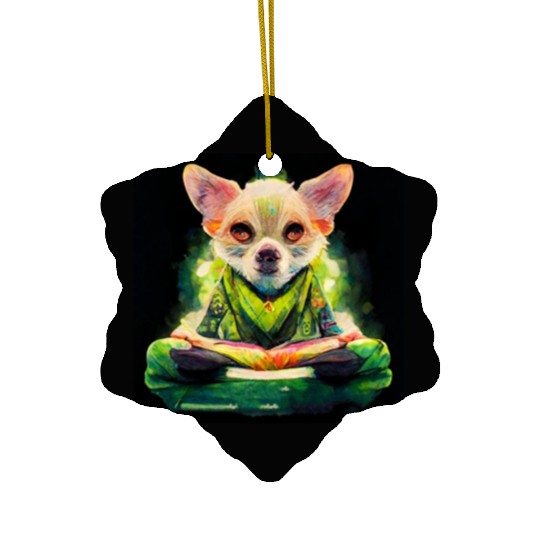 chihuahua buddhist monk, shut up! Ceramic Ornaments