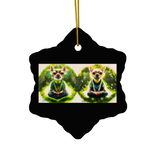 buddhist chihuahua Ceramic Ornaments