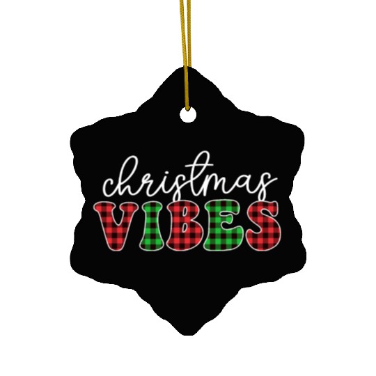 Christmas Vibes Buffalo Plaid Retro Christmas Ceramic Ornaments