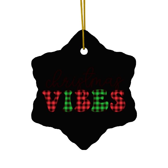 Christmas Vibes Buffalo Plaid Retro Christmas Ceramic Ornaments