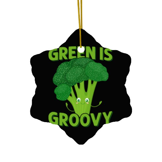 Green Is Groovy Broccoli Vegetable Ceramic Ornaments