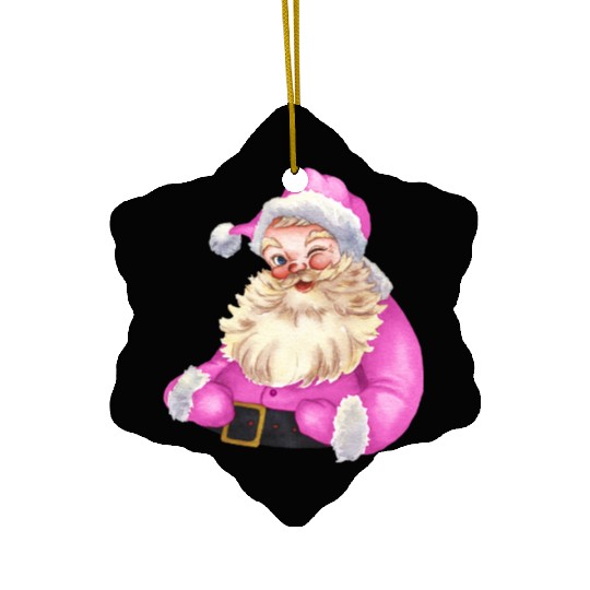 Retro Pink Santa Claus-Retro Pink Santa Claus Wate Ceramic Ornaments