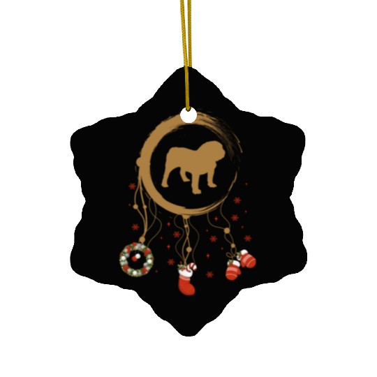 dog dreamcatcher Christmas English bulldog Ceramic Ornaments