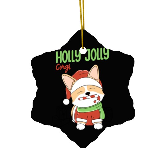 Holly Jolly Corgi Ceramic Ornaments
