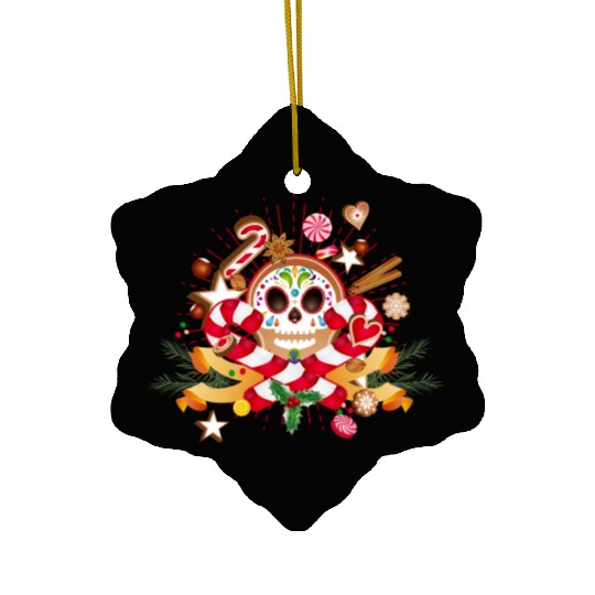 Gingerbread man Sugar Skull decor for Christmas Ceramic Ornaments