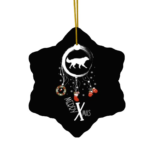 dog dreamcatcher Christmas Golden Retriever Ceramic Ornaments