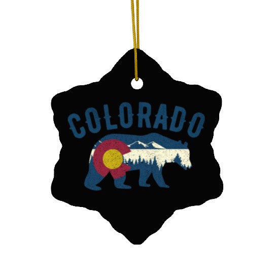 Colorado Walking Bear Flag Vintage travelers Ceramic Ornaments