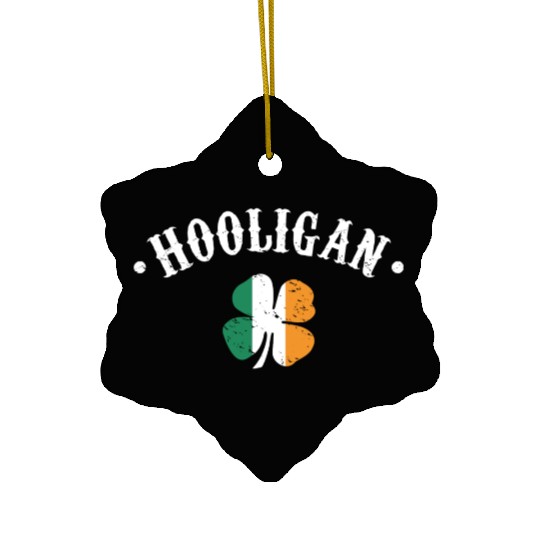 Hooligan St Patricks Day Irish Shamrock Flag Ceramic Ornaments
