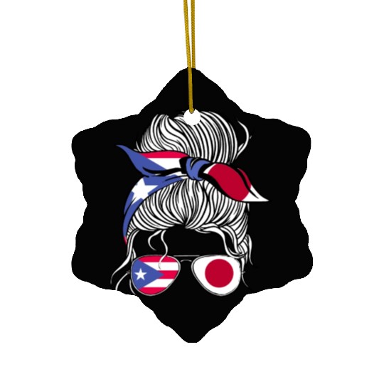 Puerto Rico Flag Japan Grown Women Girl Country Ceramic Ornaments