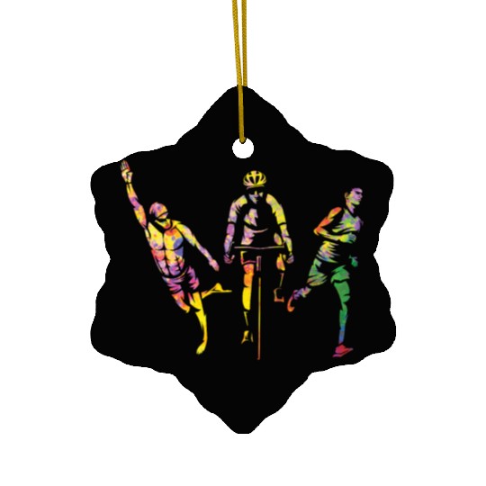 Watercolor Womens Triathlon Ceramic Ornaments
