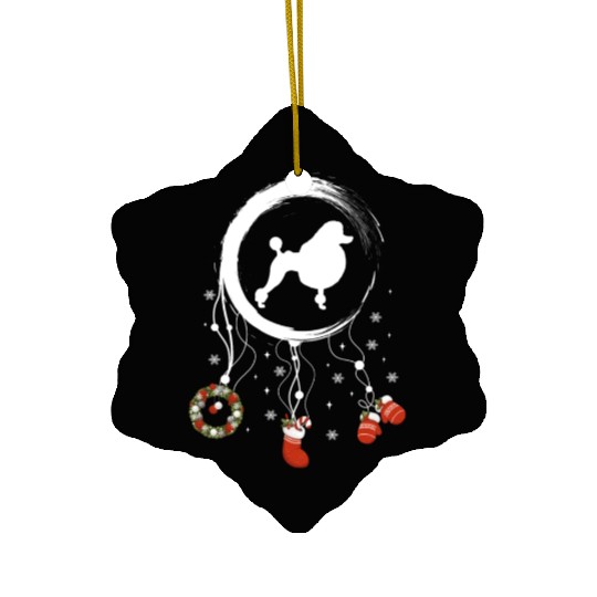 dog dreamcatcher Christmas Poodle Ceramic Ornaments