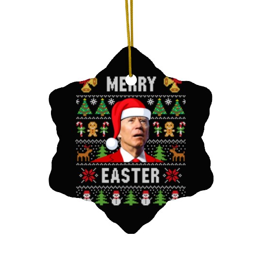 Funny Joe Biden Happy Easter Ugly Christmas Ceramic Ornaments