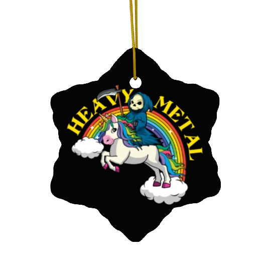 Skeleton Unicorn Rainbow Metal Music Heavy Rock Ceramic Ornaments