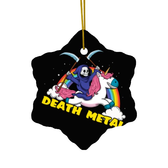Skeleton Unicorn Rainbow Metal Music Lover Ceramic Ornaments