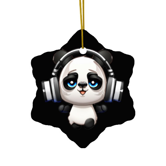 Cute Music Loving Panda Cartoon Ceramic Ornaments