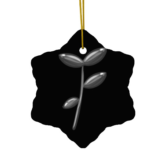 plant icon nature gray leaves Ceramic Ornaments