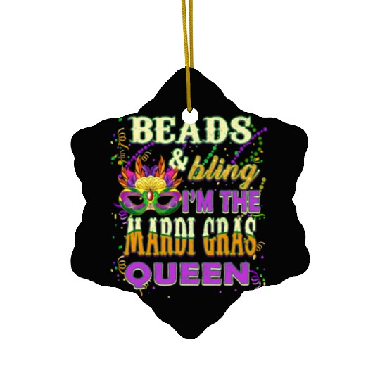 Beads and Bling I'm The Mardi Gras Queen Ceramic Ornaments