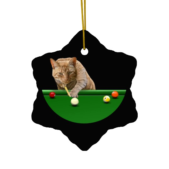9 BALL POOL CAT Ceramic Ornaments