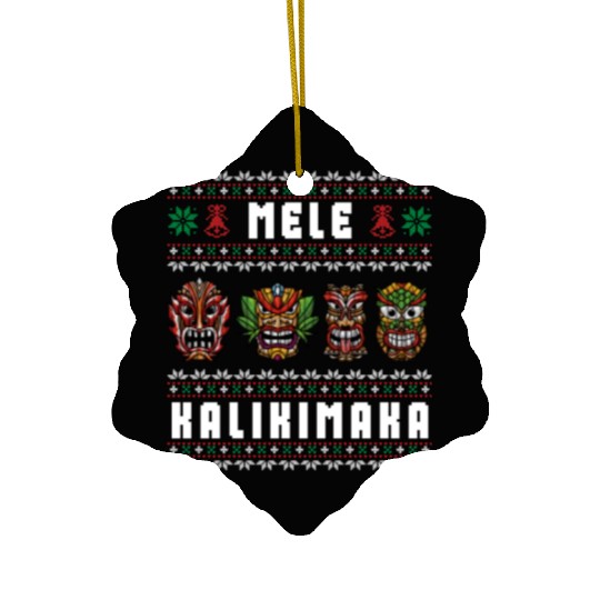Mele Kalikimaka Hawaii Tiki Funny Ugly Christmas Ceramic Ornaments