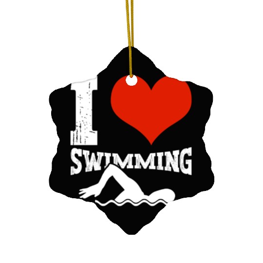 I Love Swimming Swimmer Swim Ceramic Ornaments