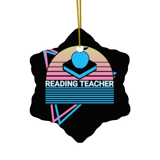 Reading Teacher Retro Ceramic Ornaments