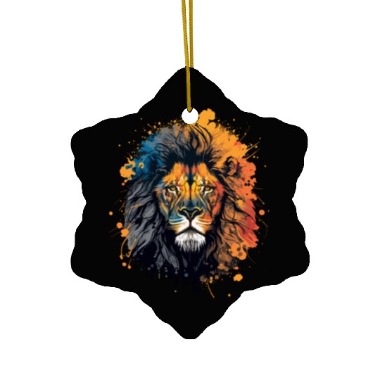 Ink Painting of Lion Head Ceramic Ornaments