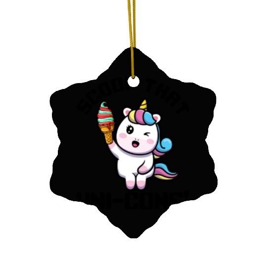 Rainbow Cute Unicorn Ice Cream Lover Mythical Ceramic Ornaments