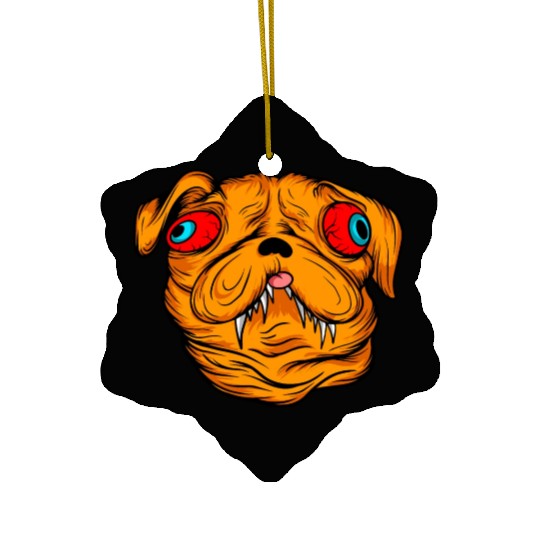 Funny Scary Red Eyes Dog Owners Pet Lover Gifts Ceramic Ornaments