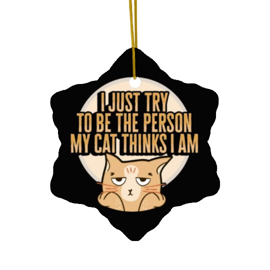 Cat Meme Design for a Cat Lady or Cat Mom Ceramic Ornaments