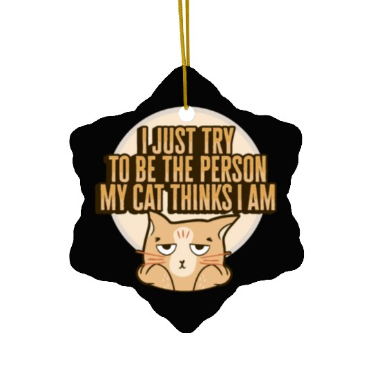 Cat Meme Design for a Cat Lady or Cat Mom Ceramic Ornaments